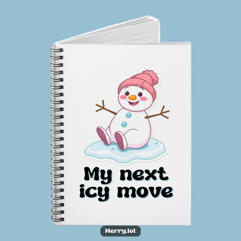 Funny Snowman Slipping Notebook - Witty Winter Journal Entry