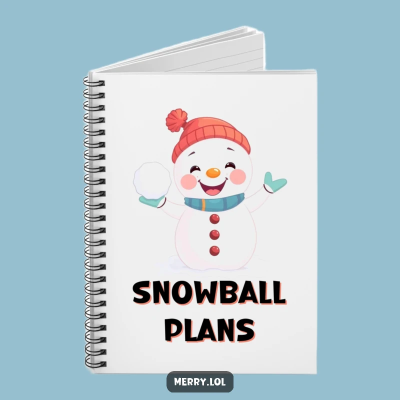 Funny Snowman Notebook: Joyful Snowball Fight Pose, Winter Journal