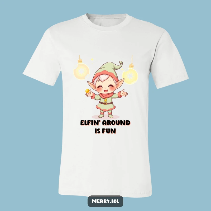 Funny Elf T-Shirt - Giggling Ornament Juggler Holiday Tee