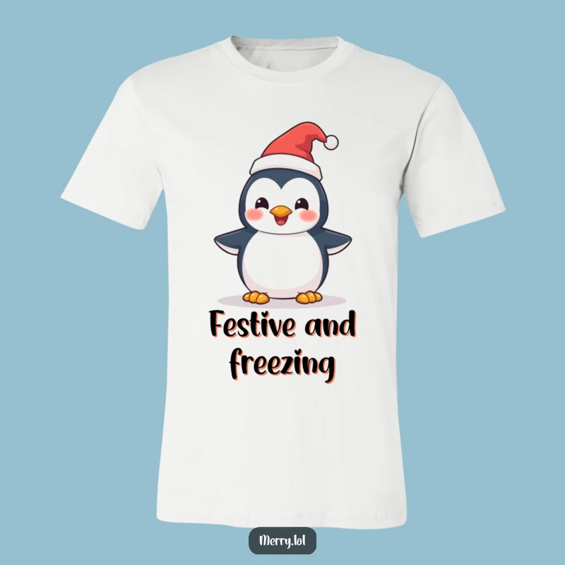Funny Penguin Santa Hat T-Shirt: Wear This Delighted Christmas Penguin with Pride