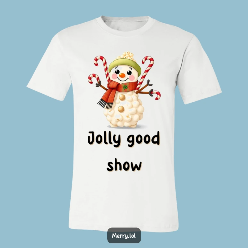 Funny Popcorn Snowman T-Shirt: Wear Your Holiday Whimsy and Joy