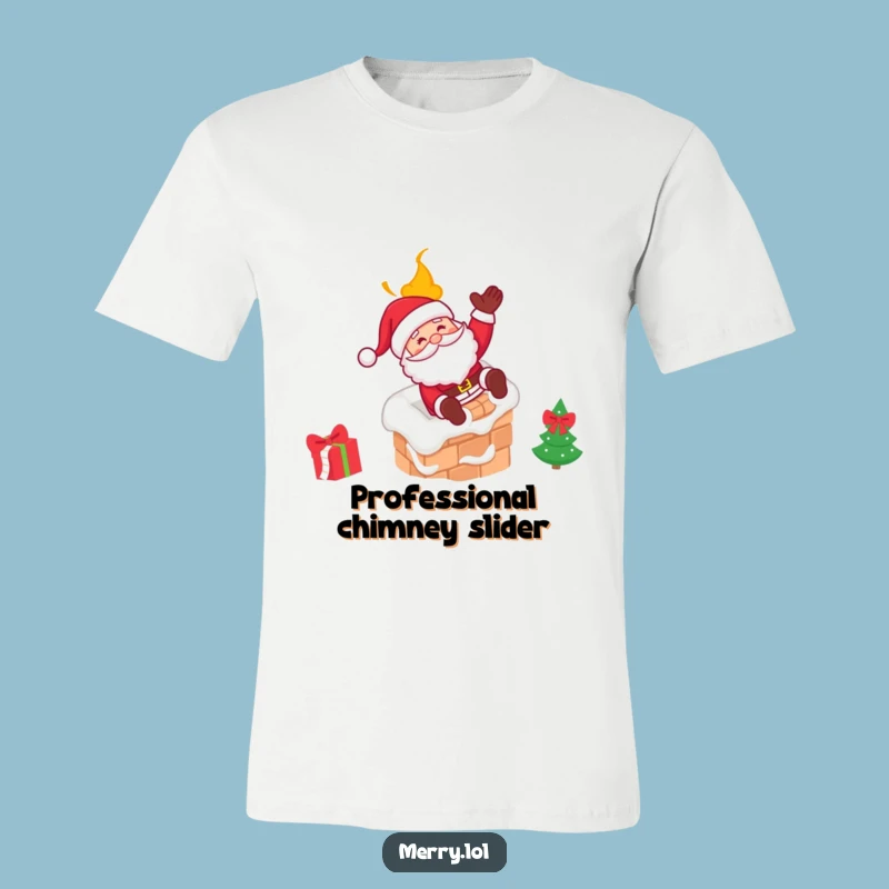 Funny Santa Chimney Slide T-Shirt: Wear the Holiday Merriment