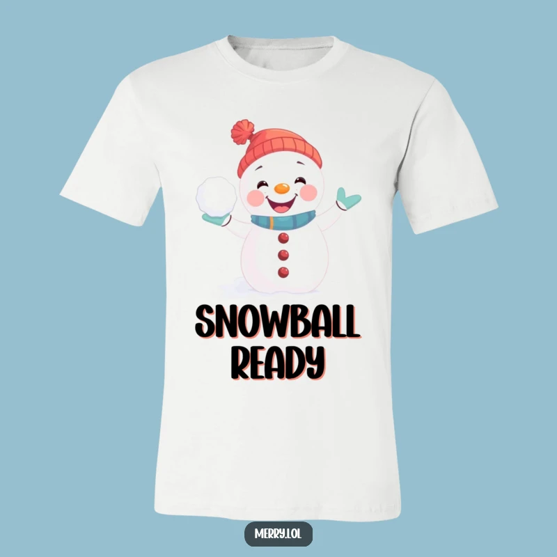 Funny Snowman T-Shirt: Joyful Snowball Fight Pose, Winter Warrior Gift