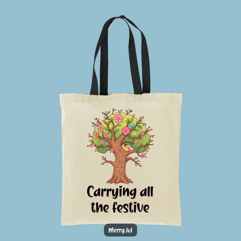 Funny Tree Wiggle Tote Bag, Festive Character Carry-all, Practical Funny Gift