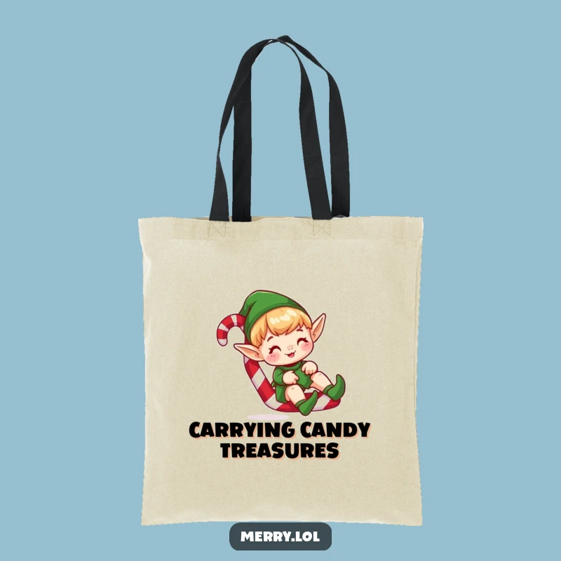 Funny Elf Sliding Tote Bag - Carry Holiday Cheer Hilariously