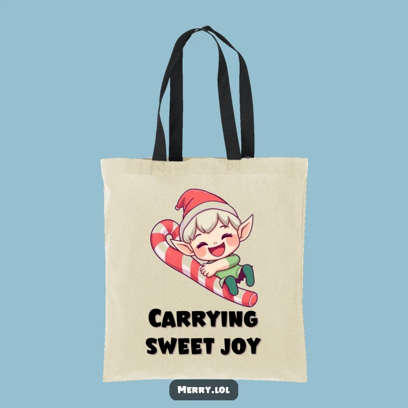 Funny Elf Candy Cane Tote Bag: Joyful Style, Your New Favorite Funny Gift for Holiday Shopping
