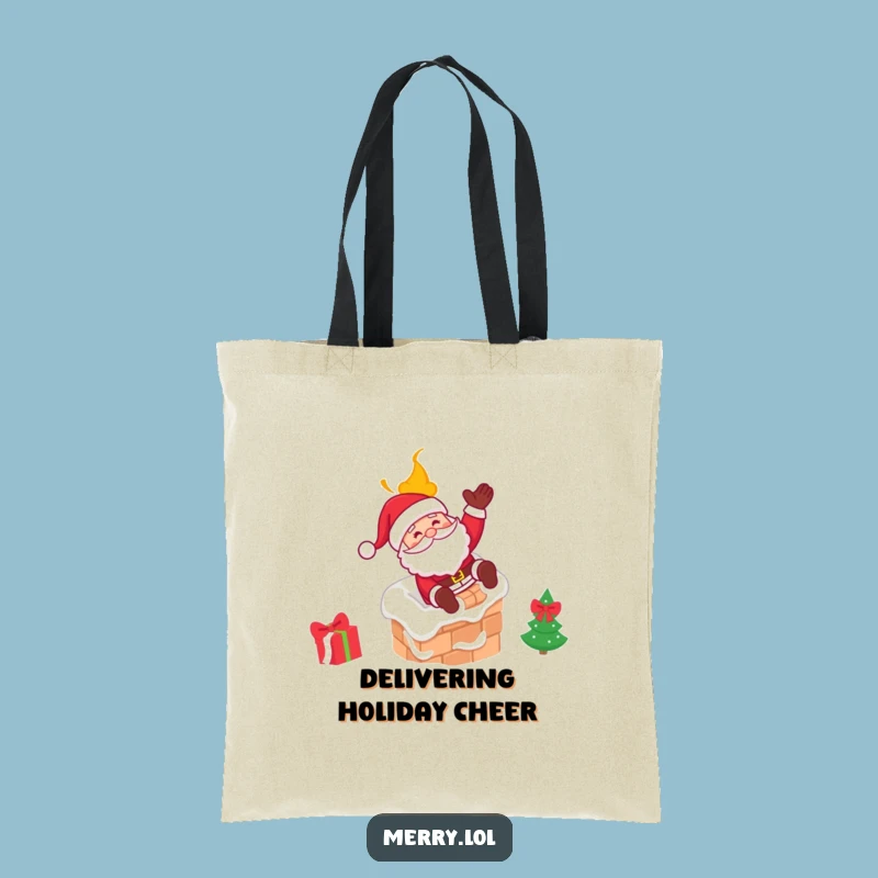Funny Santa Chimney Slide Tote Bag: Carry Your Gifts with Glee