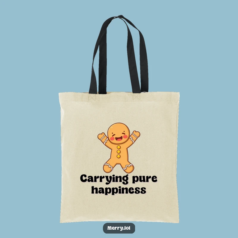 Funny Gingerbread Man Tote Bag, Joyful Leap Design, Practical & Hilarious Gift