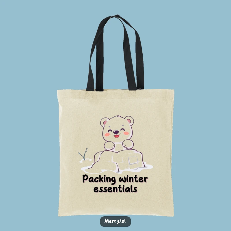 Funny Polar Bear Snow Fort Tote Bag: Carry Your Winter Fun!