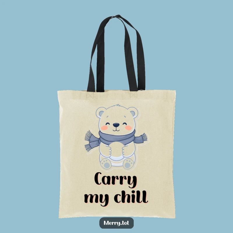 Funny Polar Bear Tote Bag: Carry Winter Fun with This Happy Bear