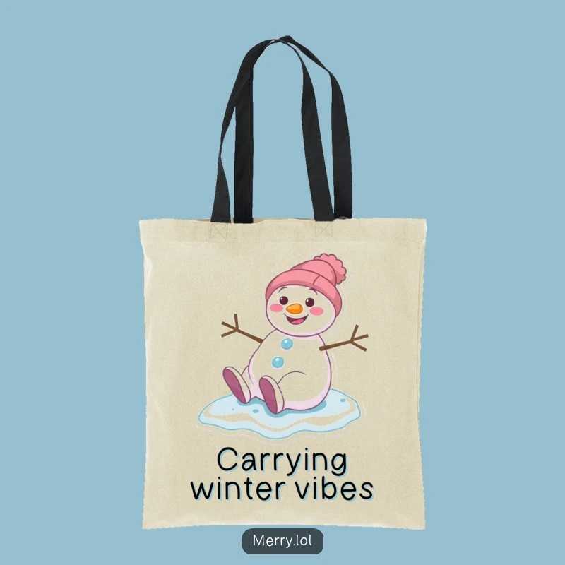 Funny Snowman Slipping Tote Bag - Carry Your Laughs Hilariously