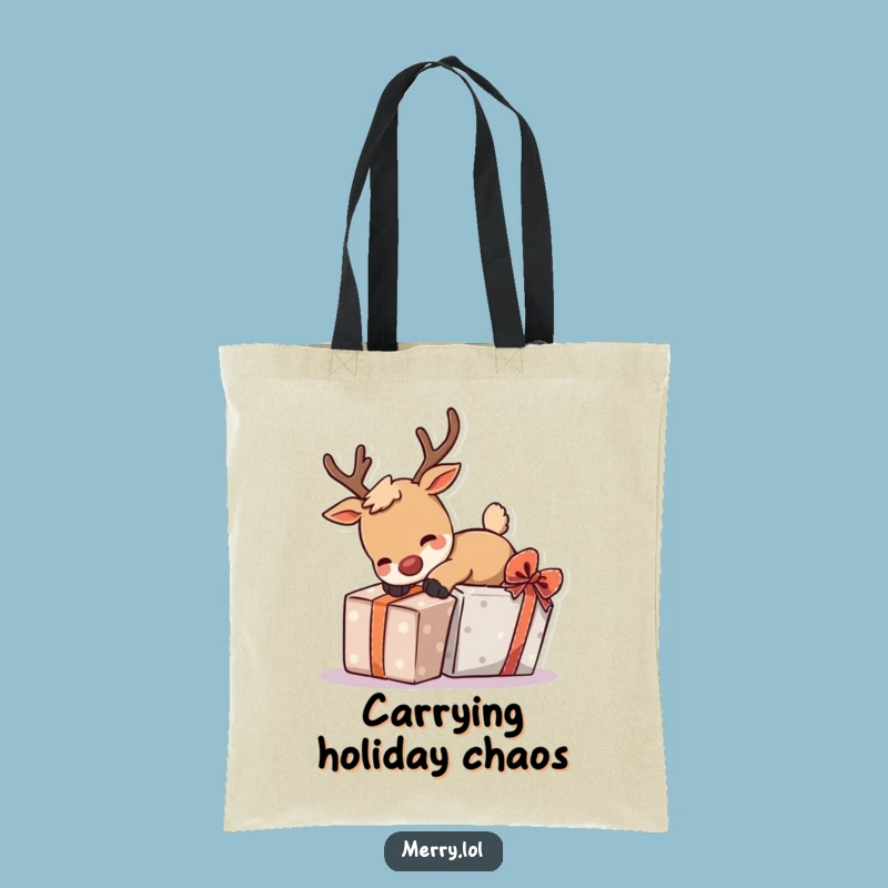 Funny Tripping Reindeer Tote Bag - Carry Holiday Laughs Hilariously