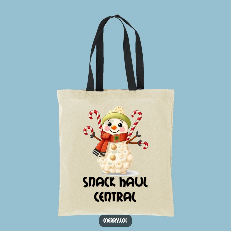 Funny Popcorn Snowman Tote Bag: Carry Holiday Cheer Everywhere You Go