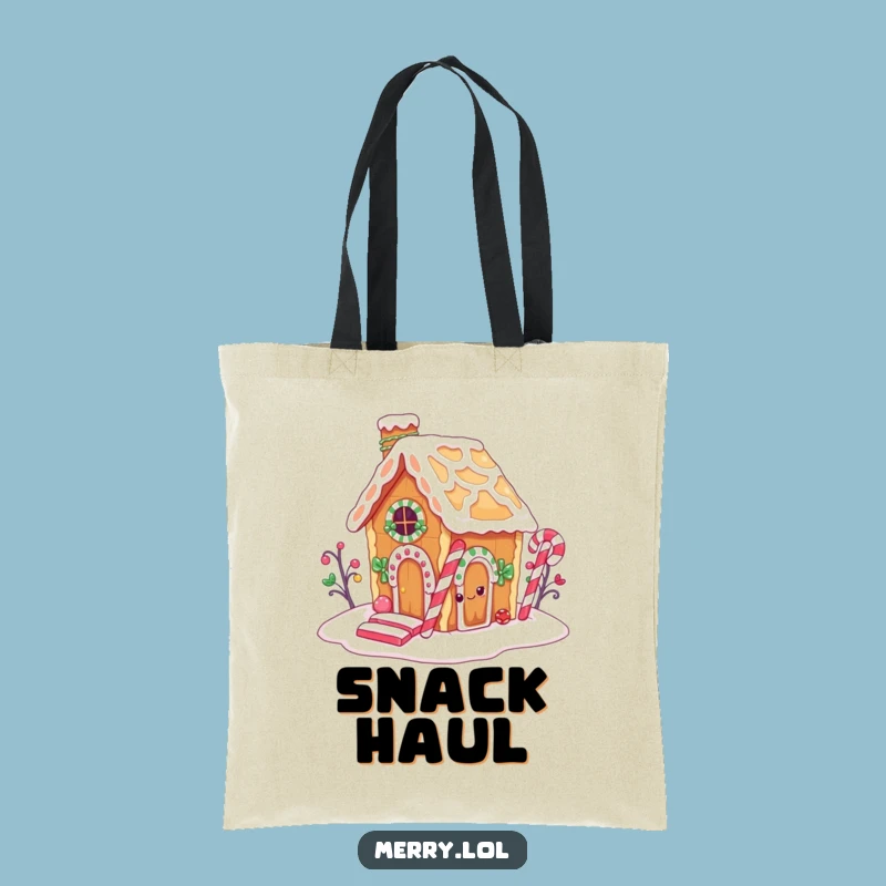 Funny Gingerbread House Tote Bag: Cute Candy Cane Chimney Carry-All